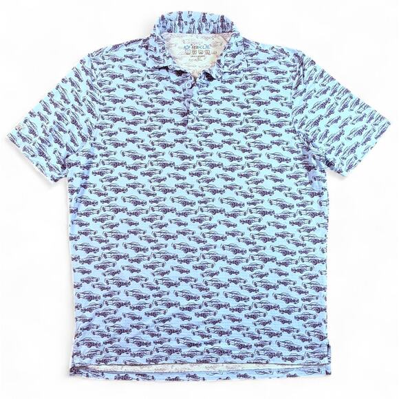 IBKUL Crusin Short Sleeve Polo Shirt Muscle Cars UPF50+ Cooling Golf Blue Mens M - Picture 1 of 8